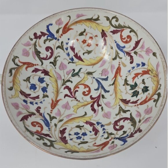 Antique Paris Porcelain Handpainted Footed Centerpiece Tazza Bowl Persian Motif - Picture 2 of 9